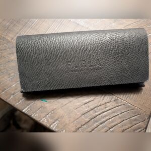 Furla Black Textured Leather Sunglasses Case Rare Designer